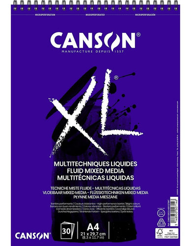 Ideas y Colores - Bloc A4 30 hojas Canson XL 300g Multitécnicas