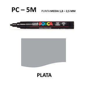 Rotulador Posca Punta Media PC-5M Plata