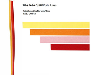 Ideas y Colores - Papeles para Quilling de 5 mm. Rojo-Amarillo-Naranja-Rosa