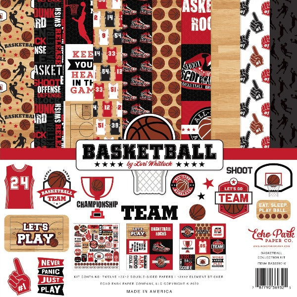 Ideas y Colores - Block 12 Papel Scrap "Basketball" 30x30