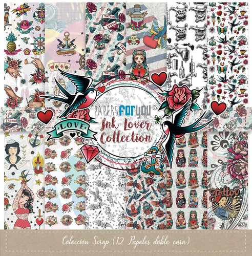 Ideas y Colores - Block 12 Papeles "Ink Lover" 12"x12"