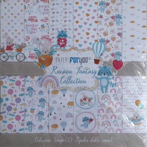 Ideas y Colores - Block 12 Papeles "Racoon Fantasy" 12"x12"