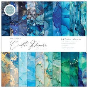 Ideas y Colores - Block 30 Papeles &quot;Ink Drops - Ocean&quot; 30x30