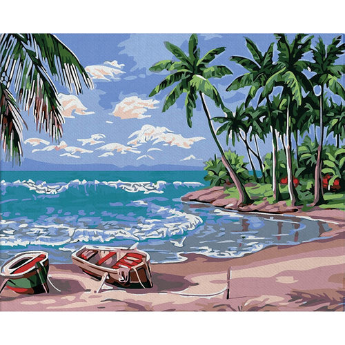 Ideas y Colores - Kit Pintar por Nº Oleo "Playa Tropical"